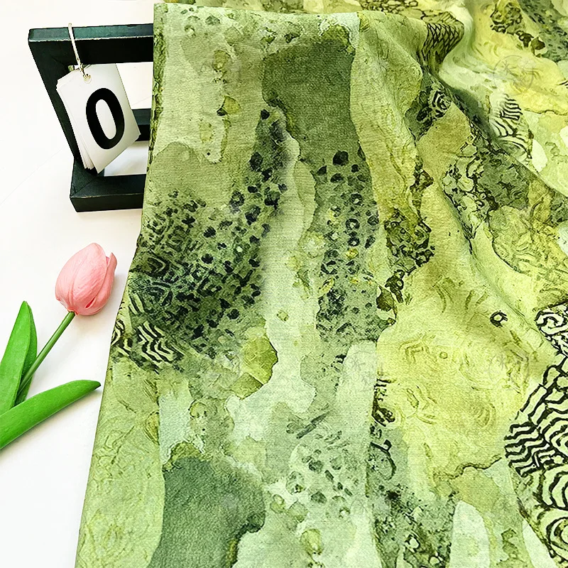 Silk Painting Dye - Tessuto in cotone broccato stile pittura