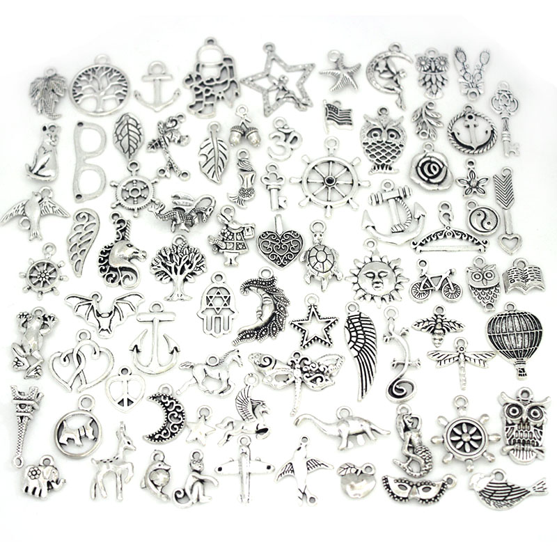 Art Craft Flower Making - 50 pz/lotto argento tibetano ciondolo misto
