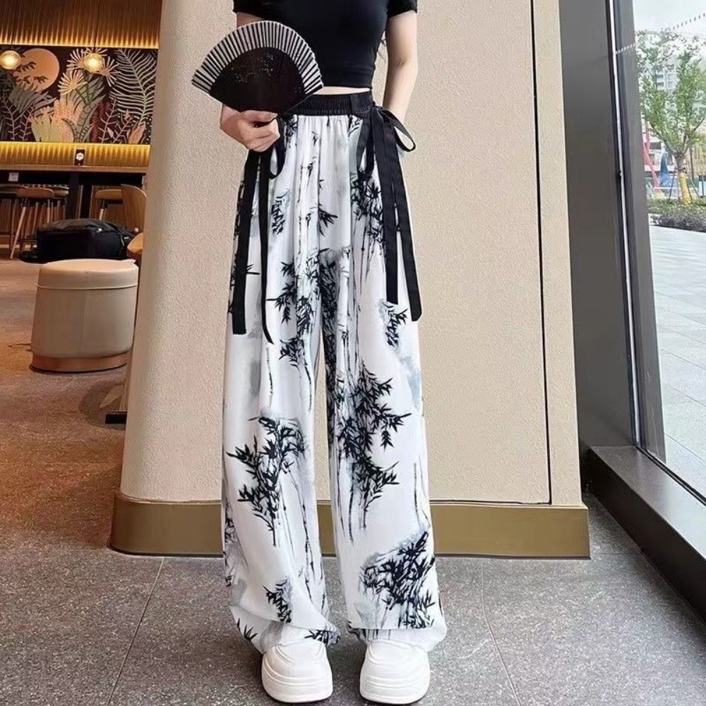 Silk Painting Dye - Pantaloni Casual in Seta Ghiaccio Stile