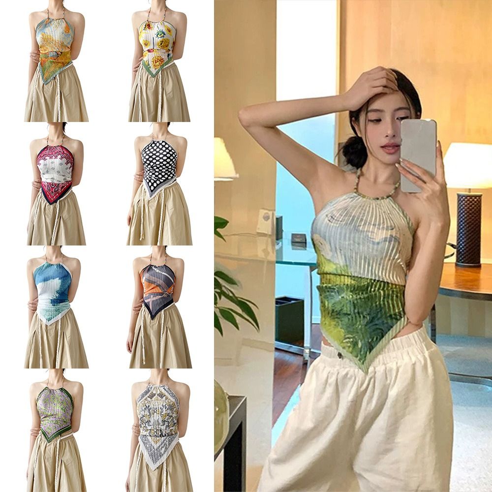 Silk Painting Dye - Top Fascia con Stampa Estetica alla