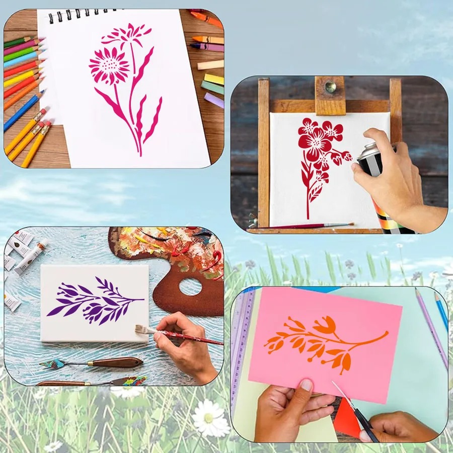 Set di 18 Stencil Floreali e F - Art Craft Template recensione e prezzo